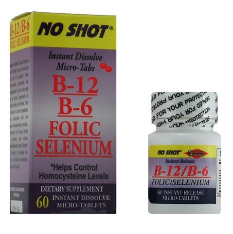 B12 w/ B6 Folic Acid & Selenium (No Shot, Quick Release, 60 Instant Dissolve Mini Tabs) Superior Source Vitamins