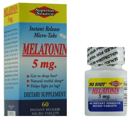 Melatonin 5 mg w/ Camomile (No Shot, Quick Release, 60 Instant Dissolve Mini Tabs) Superior Source Vitamins