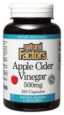 Apple Cider Vinegar 500mg (180 caps)* Natural Factors