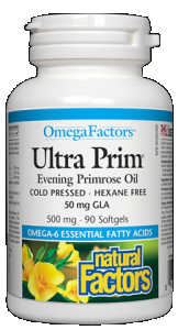 Ultra Prim Evening Primrose Oil 1000 mg/ 100mg GLA  (90 softgels)* Natural Factors