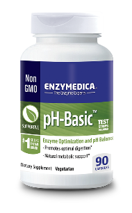 pH-Basic contains a synergistic blend of minerals, enzymes, superfoods, and herbs in an enteric coated capsule designed to bypass the acid environment of the stomach and balance alkaline levels..