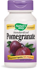 Nature's Way Pomegranate Standardized Extract is a powerful antioxidant that decreases harmful free radicals in the body. It also reduces the signs of aging and is more powerful than red wine and green tea..