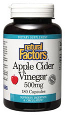 Natural Factors Apple Cider Vinegar cleanses the body of toxins while improving digestion and circulation..