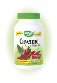 Nature's Way Cayenne Pepper 40,000 HU Capsules. Cayenne Pepper fruit (Capsicum annuum) is a blood-red warming herb that has an invigorating effect on several body systems..