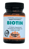 Country Life High Potency Biotin for healthy hair, scalp and nails..
