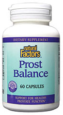 Natural Factors Prost Balance contains standardized phytonutrients for men who want to optimize their prostate health and protect against harmful chemicals..