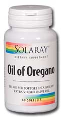 Solaray Oil of Oregano contains 150 mg per softgel in a base of extra virgin olive oil..