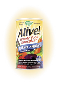 Alive! Whole Food Energizer Ultra-Shake Vanilla Flavor is much more than just a multivitamin supplement. Just add a scoop to water and you are on your way to all day energy..