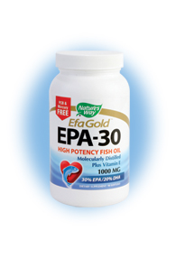 Nature's Way EFA Gold EPA contains high levels of fatty acids that are important in the body's ability to fight off disease, while also promoting healthy vision and bone health, and decreasing the risk of heart attack and cancer..