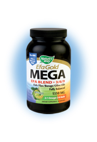 Nature's Way EFA Gold MEGA EFA Blend provides an essential balance of omega-3/6/9 fatty acids, which can improve cardiovascular health, as well as build healthy bones, and contribute to healthy brain function in children..