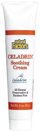 Celadrin? Soothing Cream by Natural Factors is an all natural cream which promotes joint mobility & flexibility, and provides arthritis pain relief..