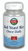 Kal Spcialty Once Daily Red Yeast Rice 1200mg is a convenient dietary supplement that reduces cholesterol and improves heart health. It improves circulation and reduces the risk of heart disease..