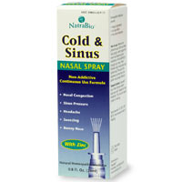 Natra-Bio Cold & Sinus Nasal Spray, for the temporary relief of cold and sinus symptoms, including nasal congestion, runny nose, sneezing, headache and sinus pressure.