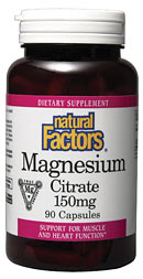 Natural Factors Magnesium Citrate 150 mg is an essential mineral supplement that is key in hundreds of metabolic processes.