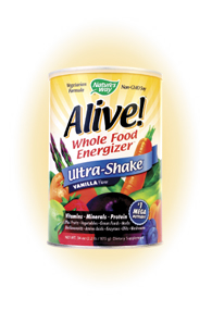 Alive! Whole Food Energizer Ultra Shake Vanilla Flavor (2.2 lb) Alive! Ultra Shake is the ultimate nutritional energy source. It's also a comprehensive, whole food multi-vitamin with the added benefit of Solae soy protein..