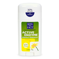 Kiss My Face Active Enzyme Deorderant is an all-natural, safe, and effective product to help control body odor all day. Active Enzyme deodorant contains enzymes from vegetables that work to netralize odor..
