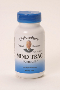 Dr. Christopher's MindTrac herbal formula for emotional clarity with valerian, scullcap, ginkgo, and more..