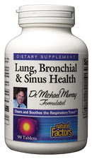 Natural Factors Lung, Bronchial & Sinus Health is a Dr. Michael Murray formulated supplement to clear and soothe the respiratory tract..