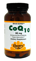 Country Life Maxi-Sorb CoQ10 provides enhanced bioavailability and triple absorption through it's patented BioSolv delivery system. Antioxidant Protection..