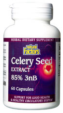 Natural Factors Celery Seed Extract helps improve circulation, reduce hypertension, and acts as an effective diuretic..