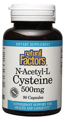 Natural Factors N-Acetyl-L-Cysteine (NAC) 500mg capsules contain a highly stable form of cysteine, an important and diverse amino acid..