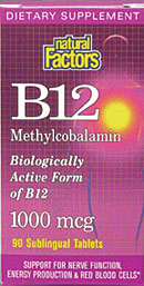 Natural Factors Vitamin B12 Methylcobalamin is the biologically active form of B12, providing support for nerve function, energy production and red blood cells..