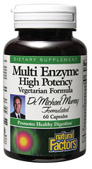 Multi Enzyme capsules are the optimal digestive aid containing a full spectrum of plant-derived enzymes in a single supplement.  To help improve the body's absorption of nutrients, these valuable enzymes break down carbohydrates, proteins, and fats..