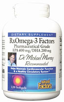 RXOmega-3 Factors from Natural Factors provides balanced levels of DHA and EPA, essential fatty acids that contribute to a healthy heart, better brain function, and improved memory and focus..