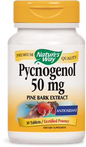 Nature's Way Pycnogenol is an extract made from the Earopean Coastal Pine's bark. It is a valuable source of potent antioxidants that help protect the cells from damaging free radicals. It is blended with Vitamin E to maximize its antioxidant properties..