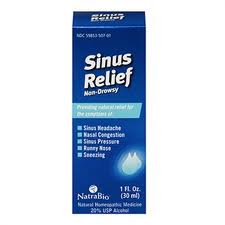 Sinus Relief from NatraBio provides relief for allergies and sinus congestion, moisturizing nasal passages and alleviating pressure..