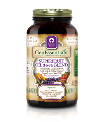 GenEssentials All Organic Superfruit Oil 3-6-7-9 Blend (90 softgels)*. 100% plant based oils..